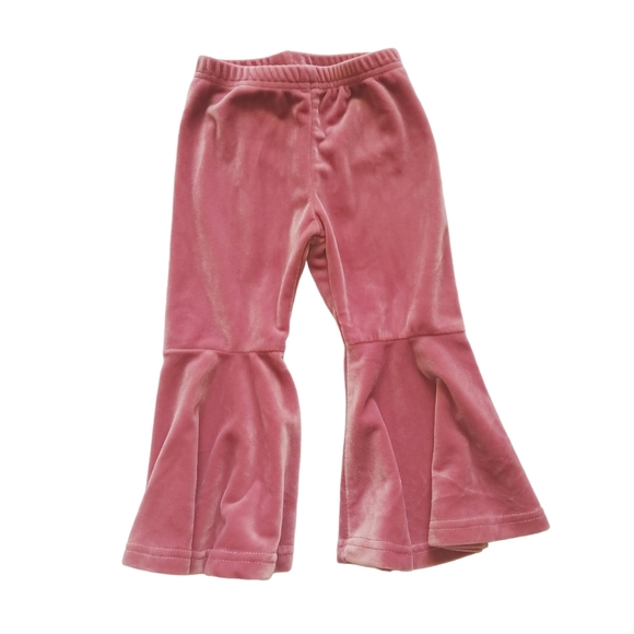 Velour Toddler Bell Bottom Pink Flare Pants Size XS - Picture 1 of 4
